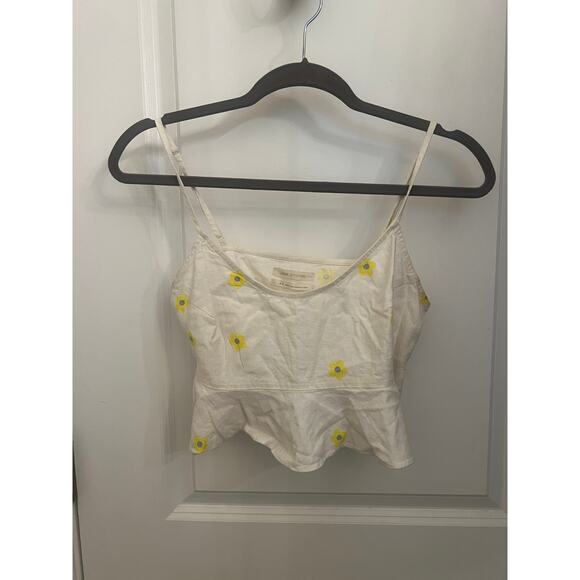 Urban outfitters Linen Blend floral crop top M Babygirl Fairy Festival Clueless - Picture 2 of 8